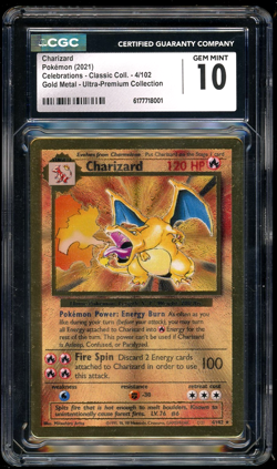 2021 Pokemon Charizard Celebrations Classic Collection Gold Metal UPC CGC 10 - Image 1
