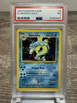 1999 POKEMON BASE SET UNLIMITED #6 GYARADOS-HOLO PSA 7 - Image 1