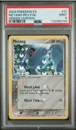 PSA 9 MINT 2004 POKEMON Metang 21/101 Hidden Legends Reverse Holo - Image 1