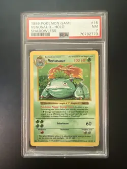 1999 Pokemon Base Set Shadowless #15 Venusaur-Holo PSA 7 - Image 1