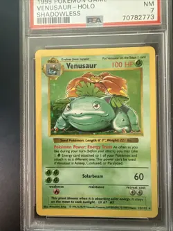 1999 Pokemon Base Set Shadowless #15 Venusaur-Holo PSA 7 - Image 3