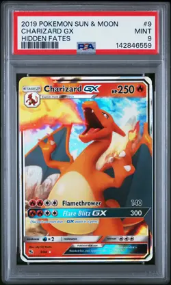 2019 POKEMON SUN & MOON HIDDEN FATES #9 CHARIZARD GX PSA 9 - Image 1