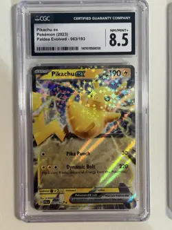 Pokemon Pikachu Ex Paldea Evolved 063/193 CGC 8.5 Slab Graded Rare Pop 1 - Image 1