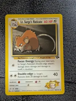 Lt. Surge’s Raticate 53/132 - Gym Challenge - NM - Image 1