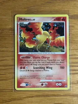 Moltres LV.47 10/100 Holo Rare Majestic Dawn Pokemon Lightly Played Basic - Image 2