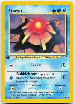 Staryu 56/64 Common Neo Revelation Pokemon 1st Edition Moderately Played - Image 1