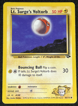 Lt. Surge's Voltorb 86/132 WOTC Gym Challenge Non-Holo Common Pokemon Card MP - Image 1