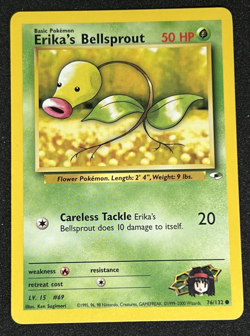 Erika's Bellsprout 76/132 WOTC Gym Heroes - Non-Holo Common Pokemon Card LP - Image 1