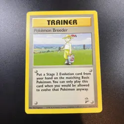 Trainer Pokemon Breeder 105/130 Base Set 2 Pokemon Card TCG WOTC vintage - Image 1