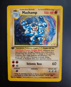 WOTC Machamp 8/102 Base Set Holo Rare Pokemon TCG 1999 English Unlimited MP - Image 1