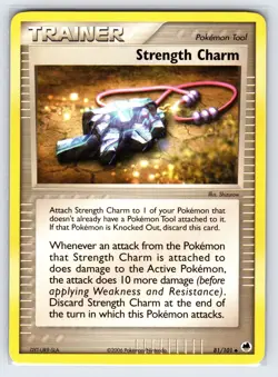 Strength Charm 81/101 EX Dragon Frontiers Pokemon Card Uncommon Trainer - Nm/Vlp - Image 1