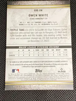 2024 Topps Triple Threads Owen White Rookie Auto Jersey Gold RC /35 #RAR-OW - Image 2