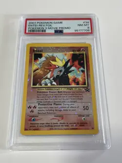 2001 Pokemon Game Entei Rev. Foil Pokemon 3 Movie Promo #34 PSA 8 - Image 1