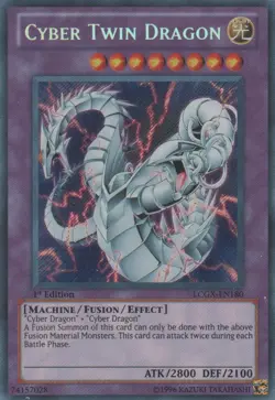 Yugioh! LP Cyber Twin Dragon - LCGX-EN180 - Secret Rare - 1st Edition Lightly Pl - Image 1