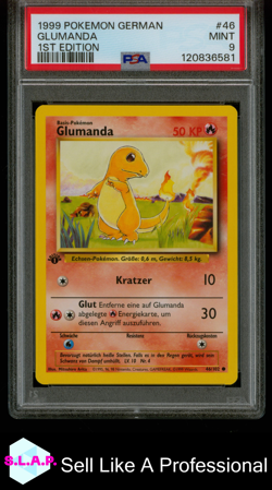 GLUMANDA 1ST EDITION POKEMON GERMAN 1999 46 PSA 9 - Image 1