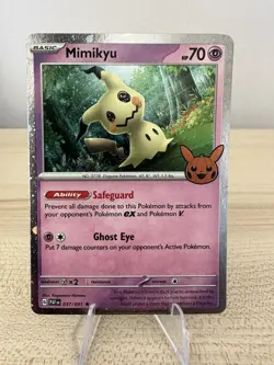 Pikachu Stamped Mimikyu 037/091 Cosmos Holo Trick or Trade Promo Pokemon Card - Image 1