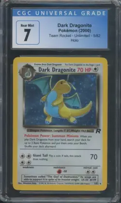 Pokemon TCG Dark Dragonite 5/82 Team Rocket Holo Rare CGC 7 - Image 1