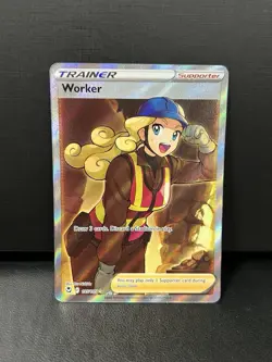 Pokemon TCG Worker (Full Art) Silver Tempest 195/195 Holo Ultra Rare MINT - Image 1