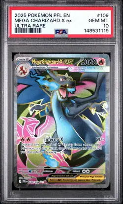 Mega Charizard X EX 109/094 Ultra Rare Pfl En-Phantasmal Flames Pokemon PSA 10 - Image 1