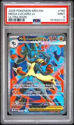 2025 POKEMON MEG EN-MEGA EVOLUTION ULTRA RARE #160 MEGA LUCARIO EX PSA 9 - Image 1