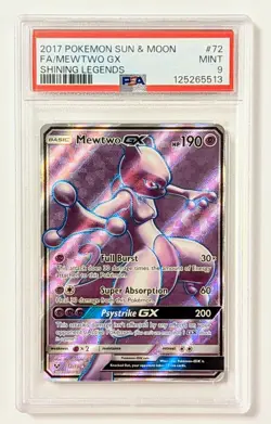 2017 Pokemon Shining Legends Mewtwo GX #72 PSA 9 Mint Full Art Sun & Moon - Image 2