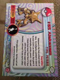 Alakazam #65 Topps Blue Logo Trading Cards Series 1 Pokemon Non-Holo NM - Image 2