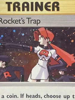 The Rocket’s Trap 19/132 Pokemon TCG Gym Heroes (2000) Unlimited Holo Rare - Image 2