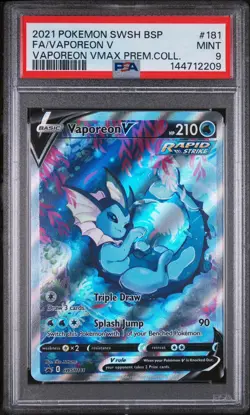 2021 POKEMON SWSH BLACK STAR PROMO #182 FULL ART/VAPOREON VMAX PSA 9 - Image 1