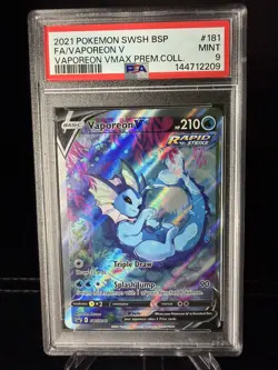 2021 POKEMON SWSH BLACK STAR PROMO #182 FULL ART/VAPOREON VMAX PSA 9 - Image 2