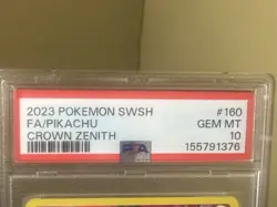 PSA 10 2023 Pokemon Crown Zenith Pikachu Full Art #160 Gem Mint Holo Rare - Image 2