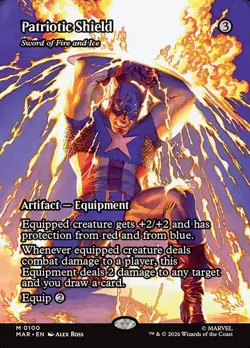 Patriotic Shield (Sword of Fire and Ice) Borderless 100 Marvel Universe MTG MAR - Image 1