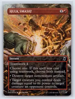 HULK SMASH! (Borderless) 332 Marvel Super Heroes Magic: The Gathering Foil NM - Image 1