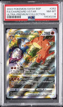 2022 POKEMON SWSH BLACK STAR PROMO #262 FULL ART/CHARIZARD VSTAR PSA 8 - Image 1