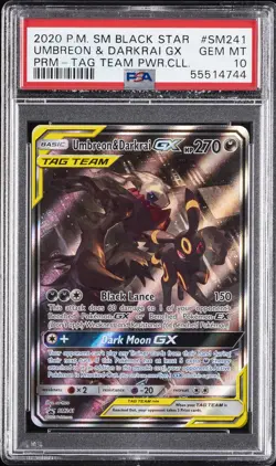 2020 POKEMON SM BLACK STAR PROMO #SM241 UMBREON & DARKRAI GX PSA 10 - Image 1