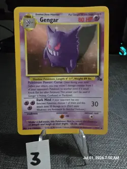 Pokemon Gengar TCG Fossil Holo Unlimited Rare Card 5/62 1999 - Image 1