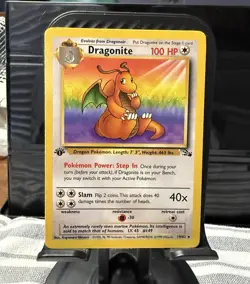 Wizards of the Coast Pokemon TCG Fossil 1st Ed Dragonite 19/62 Holo 1999 100 HP - Image 1