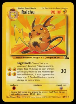 Pokemon Raichu - 29/62 - Rare Fossil Unlimited MP - Image 1