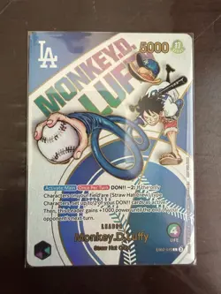 CUSTOM FAN MADE PROXY LA Dodgers Monkey.D.Luffy Promo EB02 One Piece Card, NM - Image 1