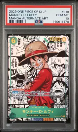 2025 One Piece Monkey D Luffy OP13 Japanese Manga Alternate Art PSA 10 GEM MINT - Image 1