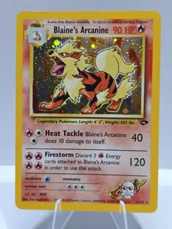 Pokemon Card Blaine's Arcanine Holo 1/132 Gym Challenge 2000 WOTC NM *SWIRL* - Image 1