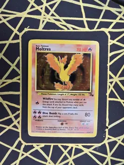 🔥 Moltres 12/62 🔥 Original Holo Rare Fossil Set Pokemon Card WOTC TCG 1999 - Image 1