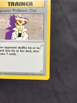 Pokemon Cards: Base Set Shadowless Rare: Impostor Professor Oak 73/102 - Image 4
