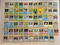 Vintage English Pokemon 65 Card Lot - Base Set, Fossil, Jungle, Neo, and More! - Image 1