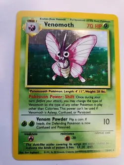 Venomoth Misprint No Set Symbol Jungle Holo Pokemon Card WOTC NM - Image 1