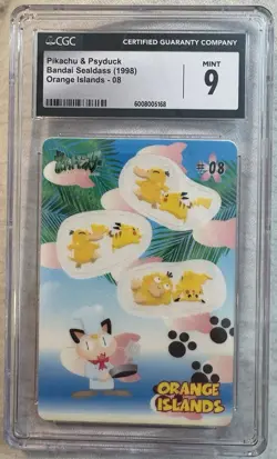 Bandai Pokemon Pikachu & Psyduck Orange Islands #08 Japanese CGC 9 1998 Card - Image 1