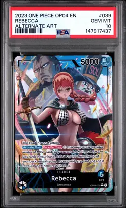 2023 ONE PIECE OP04-KINGDOMS OF INTRIGUE ALTERNATE ART #039 REBECCA PSA 10 - Image 1