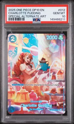 2025 ONE PIECE OP10-ROYAL BLOOD SPECIAL ALTERNATE ART CHARLOTTE PUDDING PSA 10 - Image 1