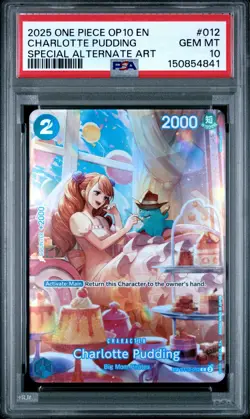 2025 ONE PIECE OP10-ROYAL BLOOD SPECIAL ALTERNATE ART CHARLOTTE PUDDING PSA 10 - Image 1