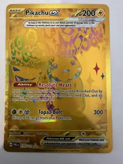 Pokemon TCG: Pikachu ex #179/131 Hyper Rare Gold Prismatic Evolutions - Image 2