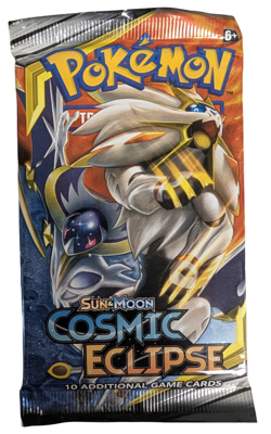 Pokemon TCG Sun & Moon Cosmic Eclipse Booster Pack Solgaleo & Lunala Art - Image 1